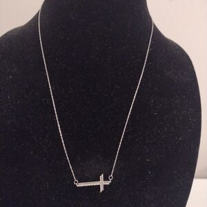 Vtg NC Sterling Silver 925 Chain Diamond Cross